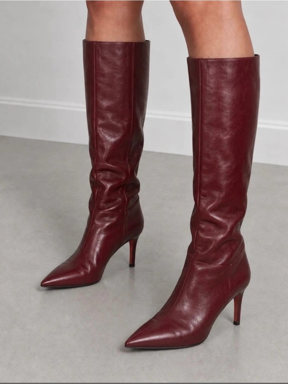Rag & Bone Burgundy Pointed-Toe Knee-High Stiletto Boots